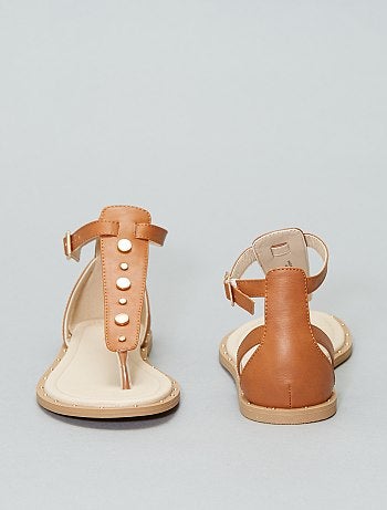 Sandálias rasas com rebites - Kiabi