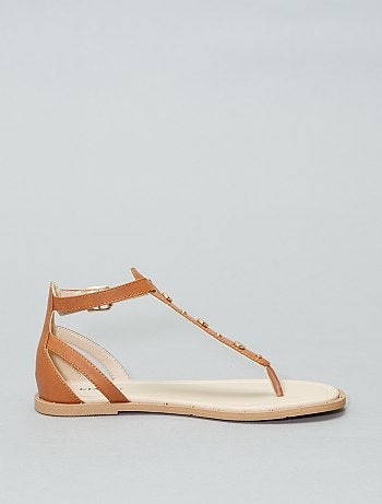 Sandálias rasas com rebites - Kiabi