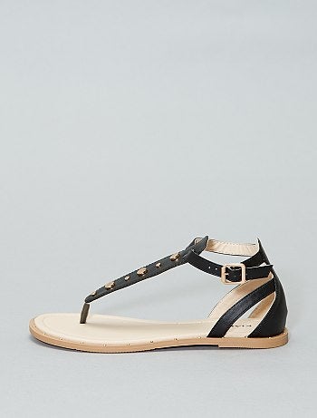 Sandálias rasas com rebites - Kiabi