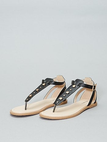 Sandálias rasas com rebites - Kiabi