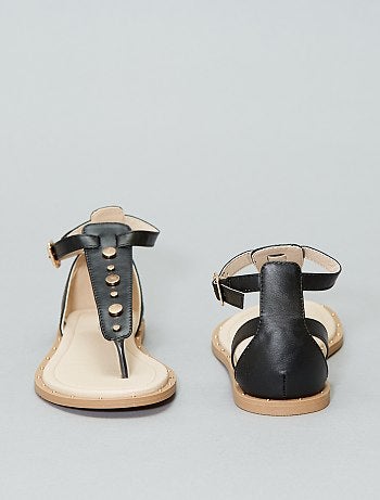 Sandálias rasas com rebites - Kiabi