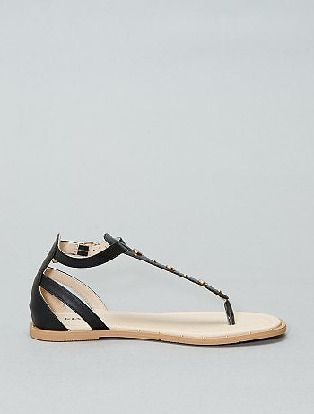 Sandálias rasas com rebites - Kiabi