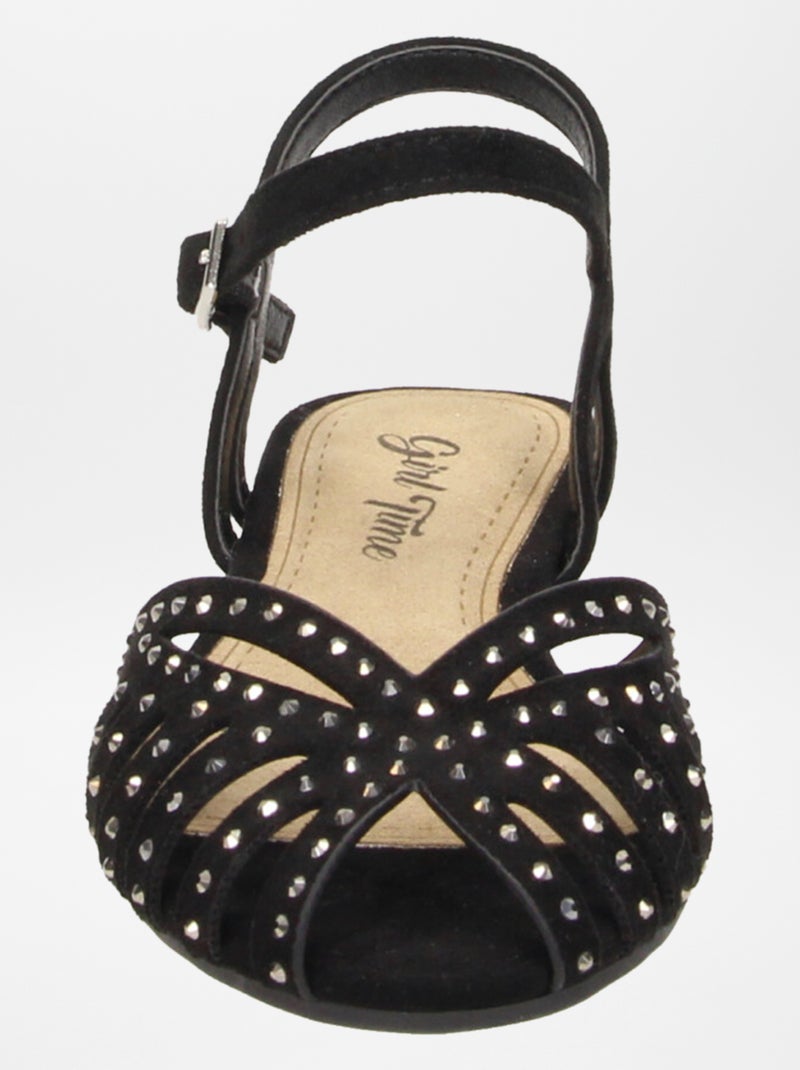 Sandálias rasas com tachas PRETO - Kiabi