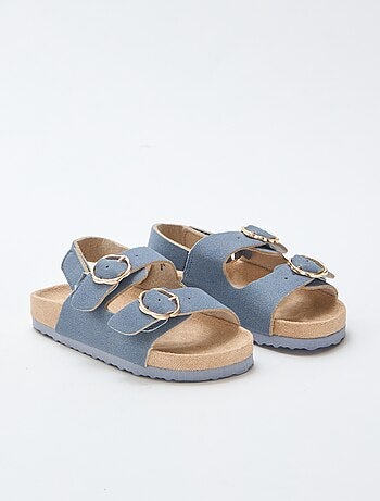 Sandálias rasas com tira de suporte no tornozelo ajustável por velcro