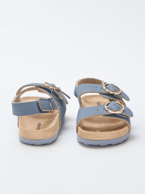 Sandálias rasas com tira de suporte no tornozelo ajustável por velcro - Kiabi