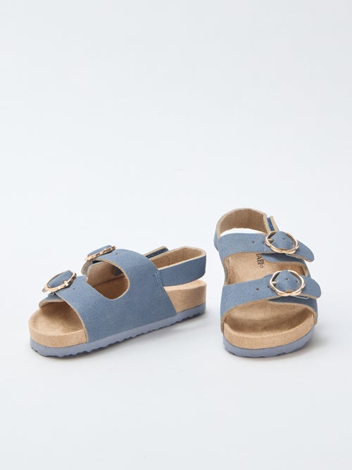 Sandálias rasas com tira de suporte no tornozelo ajustável por velcro - Kiabi