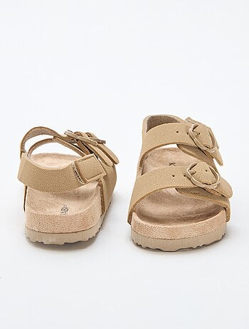 Sandálias rasas com tira de suporte no tornozelo ajustável por velcro