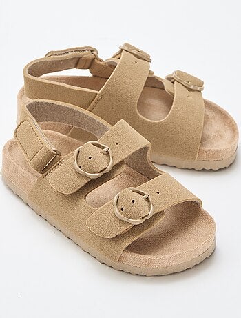 Sandálias rasas com tira de suporte no tornozelo ajustável por velcro