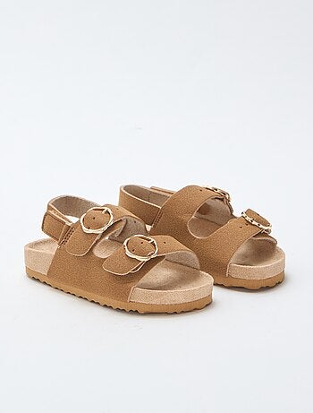 Sandálias rasas com tira de suporte no tornozelo ajustável por velcro