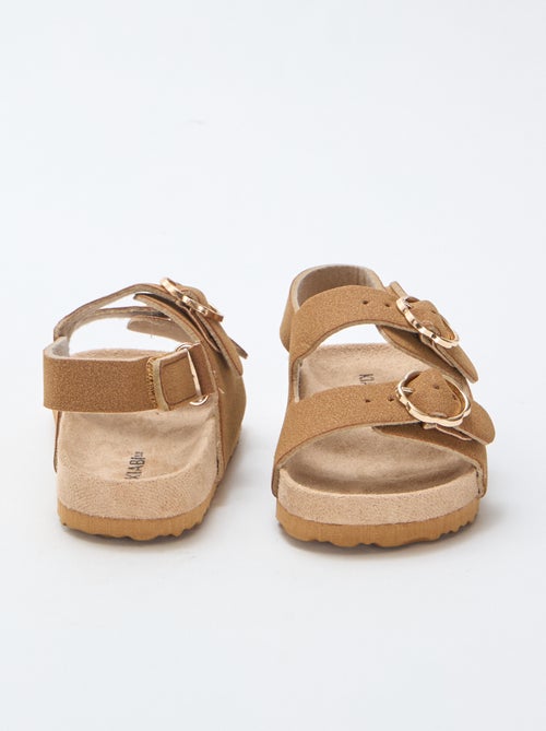 Sandálias rasas com tira de suporte no tornozelo ajustável por velcro - Kiabi