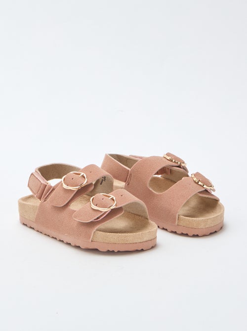 Sandálias rasas com tira de suporte no tornozelo ajustável por velcro - Kiabi