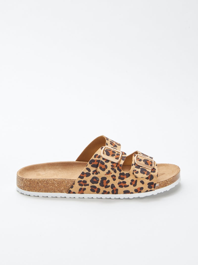 Sandálias rasas com tira dupla BEGE - Kiabi