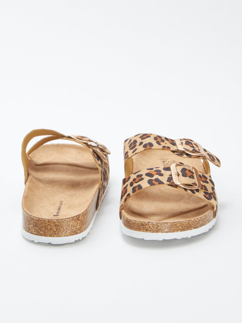 Sandálias rasas com tira dupla BEGE - Kiabi