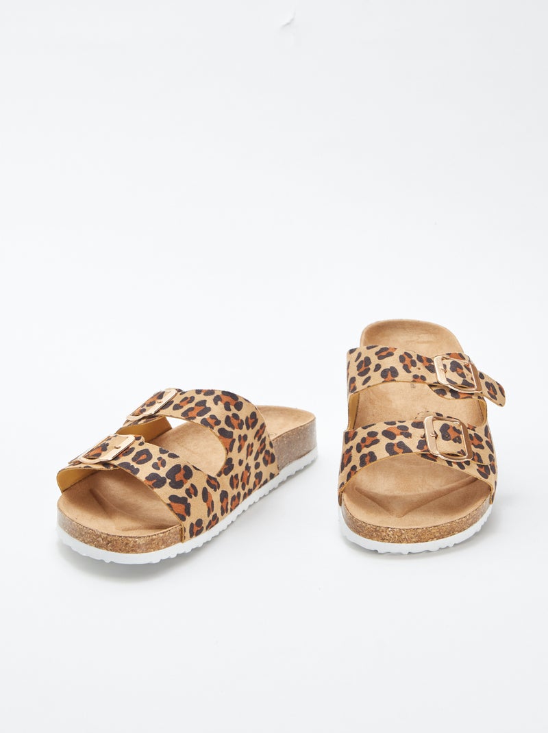 Sandálias rasas com tira dupla BEGE - Kiabi