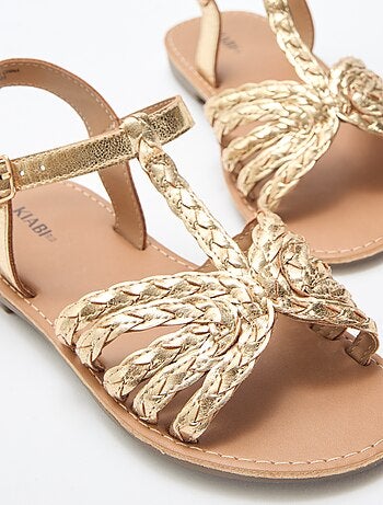 Sandálias rasas com tira e tiras entrançadas
