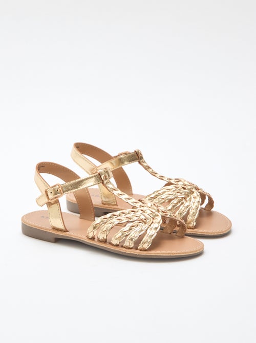 Sandálias rasas com tira e tiras entrançadas - Kiabi