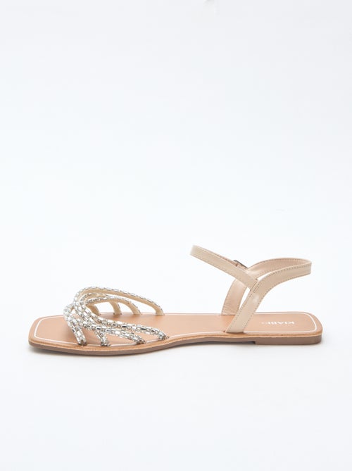 Sandálias rasas com tiras de glitter - Kiabi