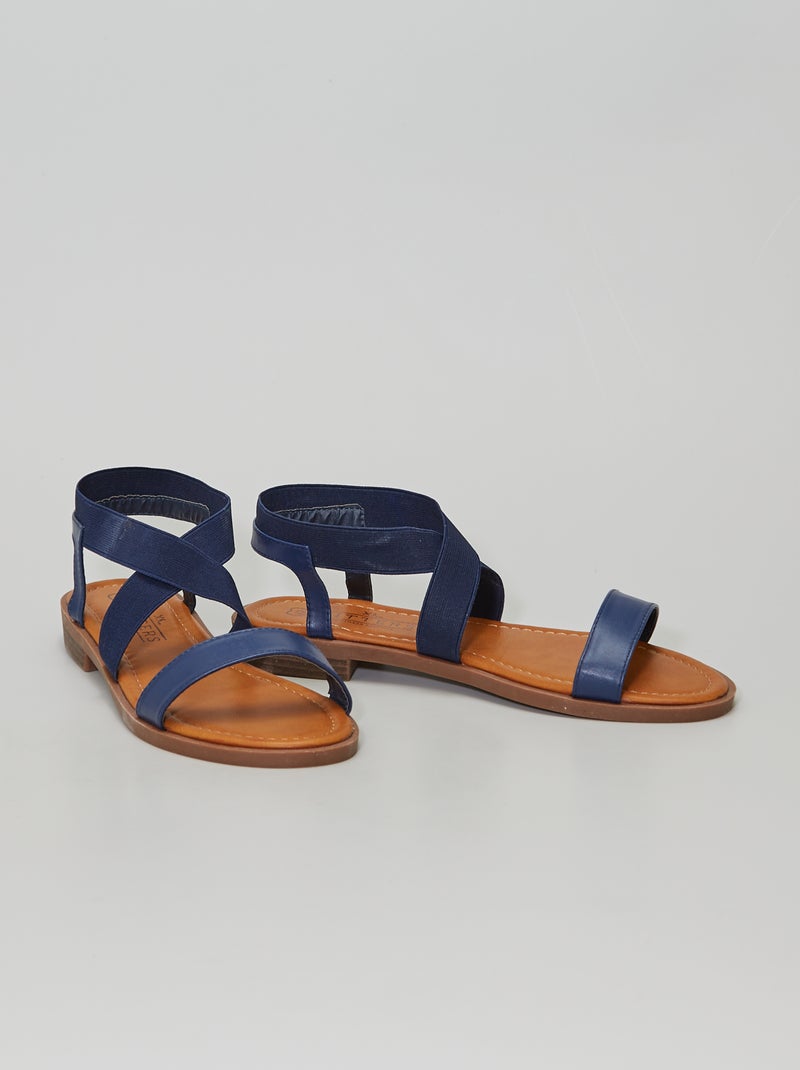 Sandálias rasas com tiras elásticas Azul Naval - Kiabi