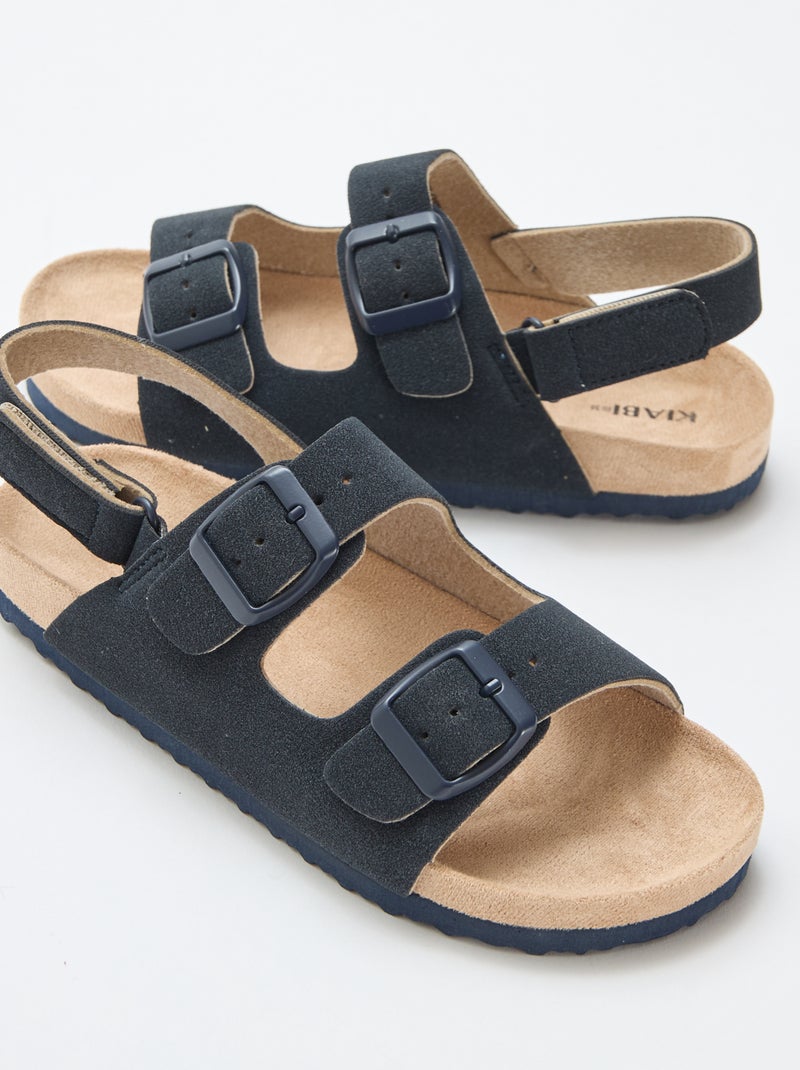 Sandálias rasas em camurça ajustáveis Azul - Kiabi