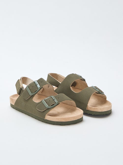 Sandálias rasas em camurça ajustáveis - Kiabi