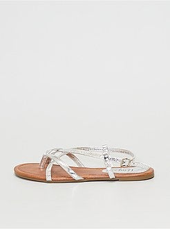 Sandálias rasas prateadas - Kiabi
