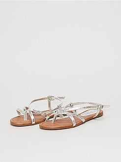 Sandálias rasas prateadas - Kiabi