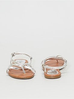 Sandálias rasas prateadas - Kiabi