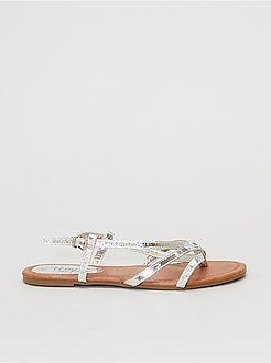 Sandálias rasas prateadas - Kiabi