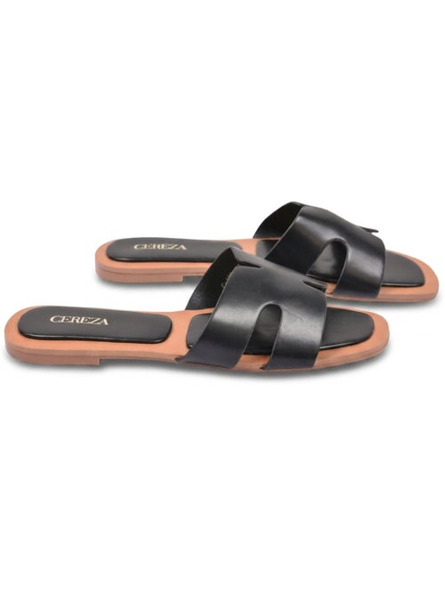 Sandalias Slide H-Strap Cabedal Sintético Dourado Preto OZABI - Kiabi Sandalias Slide H-Strap Cabedal Sintético Dourado Preto OZABI - Kiabi