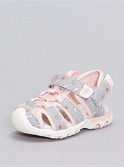 Menina 3-12 anos - Sandálias tipo desportivo com estampado 'flores' - Kiabi