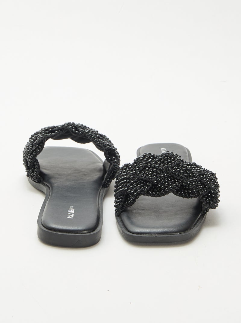 Sandálias trançadas com pérolas Preto - Kiabi