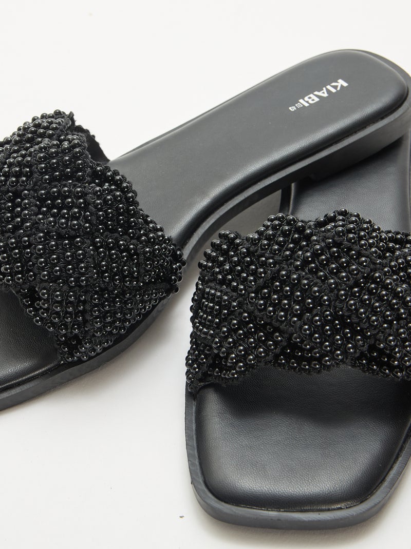 Sandálias trançadas com pérolas Preto - Kiabi