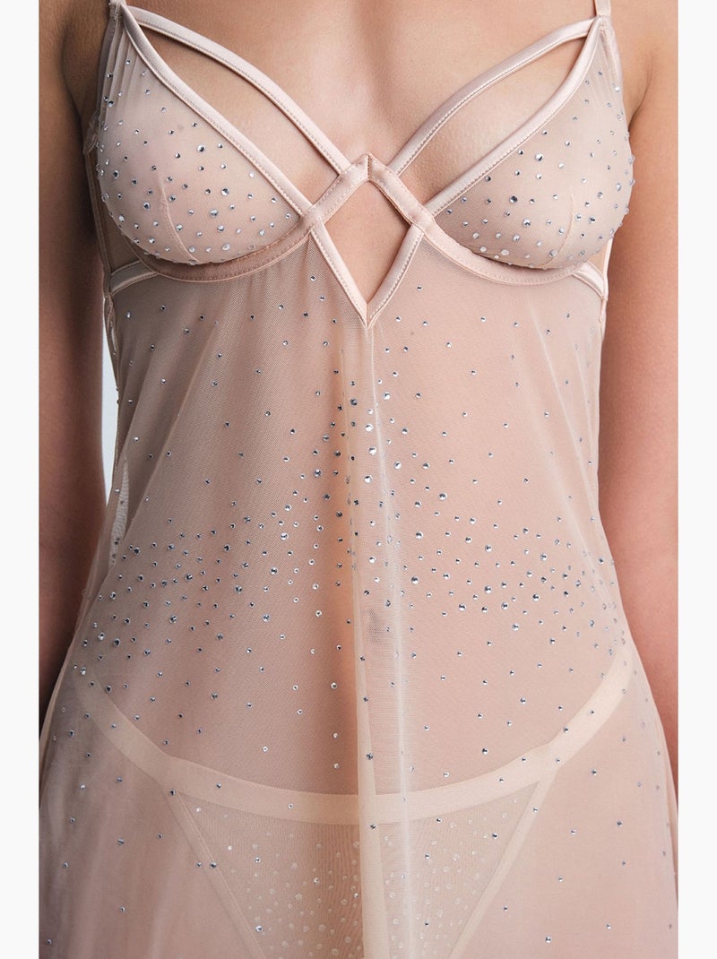 Sandy babydoll com detalhe de pedra, sem enchimento e sem aro penti Bege-argila - Kiabi