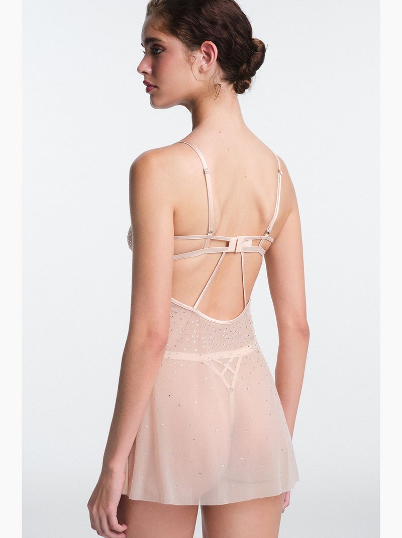 Sandy babydoll com detalhe de pedra, sem enchimento e sem aro penti Bege-argila - Kiabi