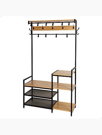Sapateira max home entrada madeira e aço 4 prateleiras 102x40x180 cm