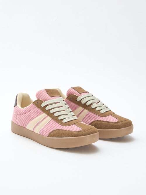 Sapatilhas baixas de bombazine com atacadores - Kiabi