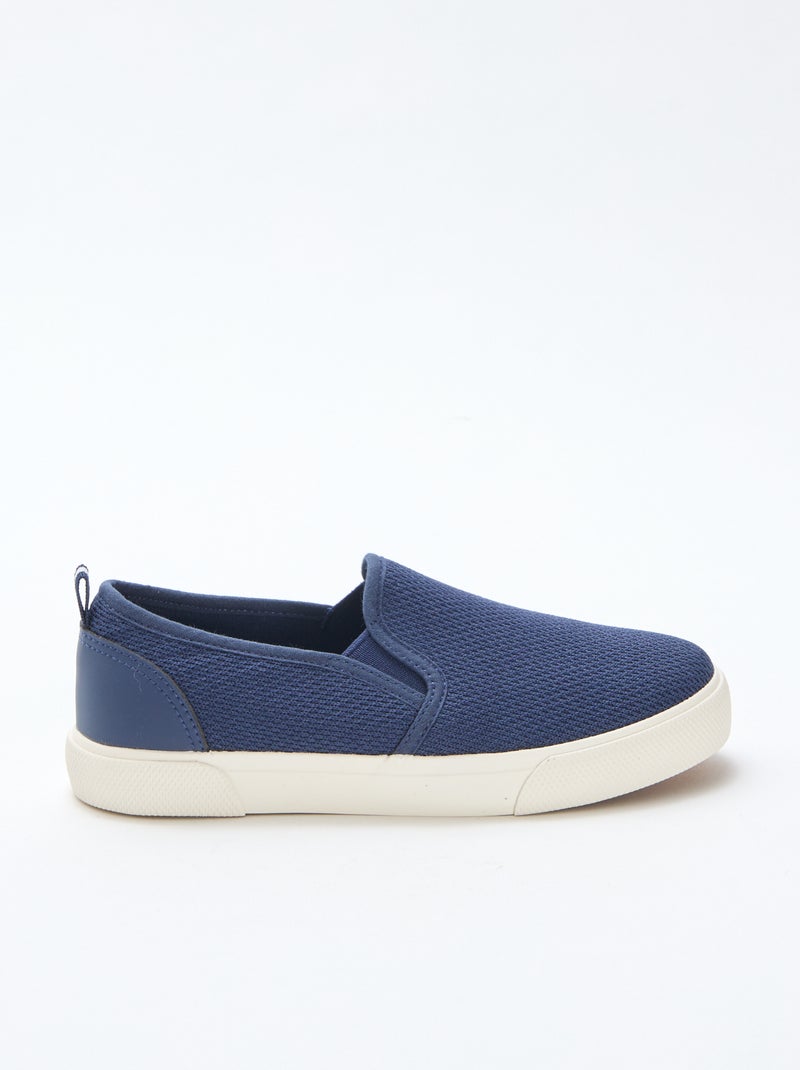Sapatilhas baixas slip-on em malha lisa Azul - Kiabi