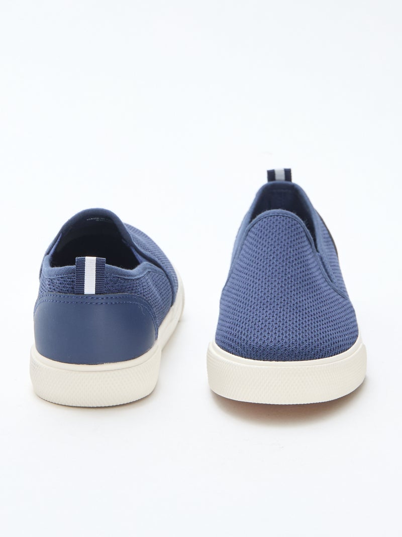 Sapatilhas baixas slip-on em malha lisa Azul - Kiabi