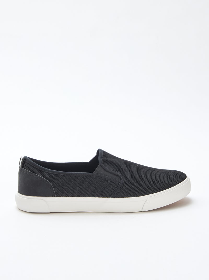 Sapatilhas baixas slip-on em malha Preto - Kiabi