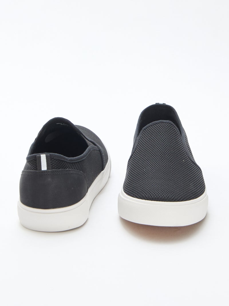 Sapatilhas baixas slip-on em malha Preto - Kiabi