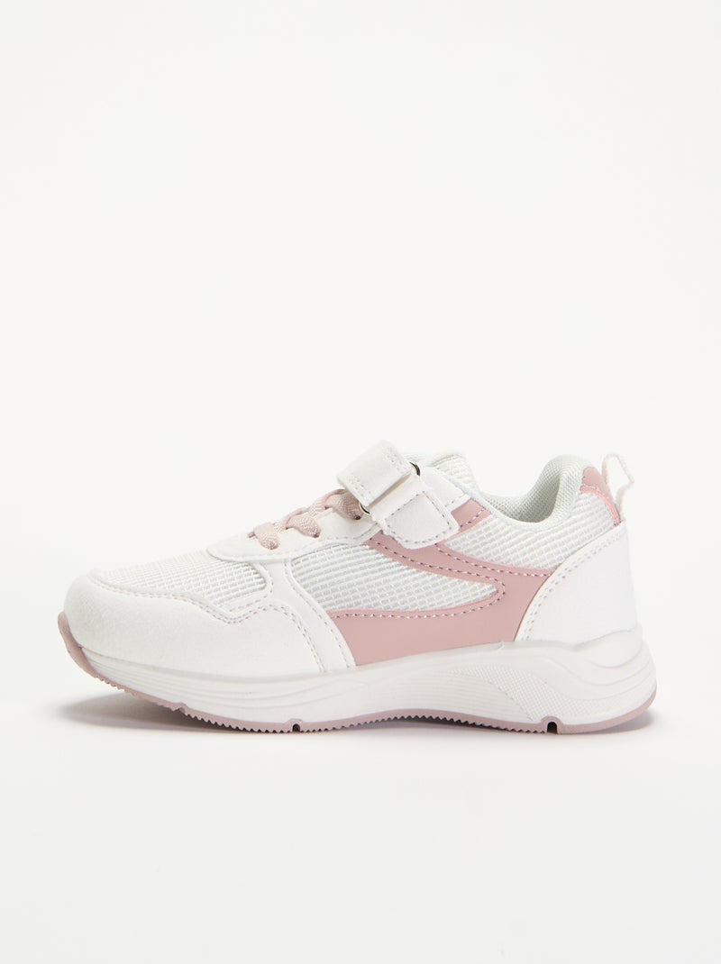 Sapatilhas bimatéria com fecho de velcro Branco - Kiabi
