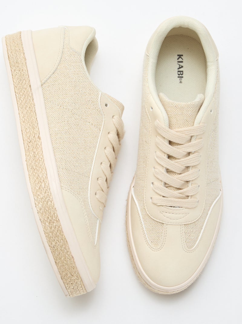 Sapatilhas bimaterial e sola de espadrille Amarelo - Kiabi
