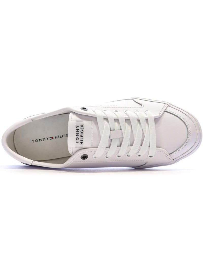 Sapatilhas Brancas de Couro para Homem Tommy Hilfiger Core Corporate Vulc Branco - Kiabi
