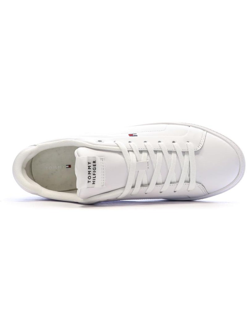Sapatilhas Brancas de Homem Tommy Hilfiger Icon Court Lth Flag Branco - Kiabi