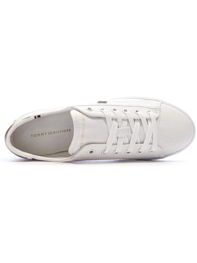 Sapatilhas Brancas de Lona com Atacadores Tommy Hilfiger para Mulher Branco - Kiabi