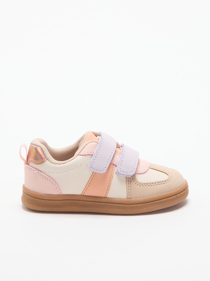 Sapatilhas coloridas com velcro Bege - Kiabi