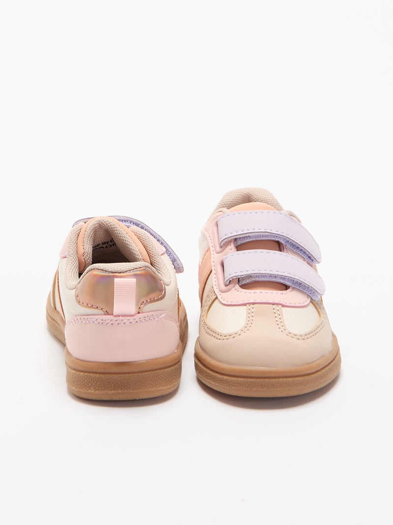 Sapatilhas coloridas com velcro Bege - Kiabi