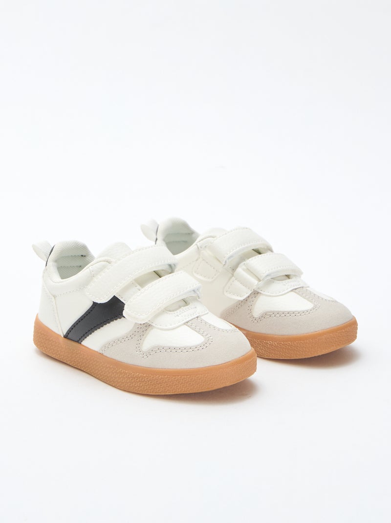 Sapatilhas com velcro em camurça Branco - Kiabi