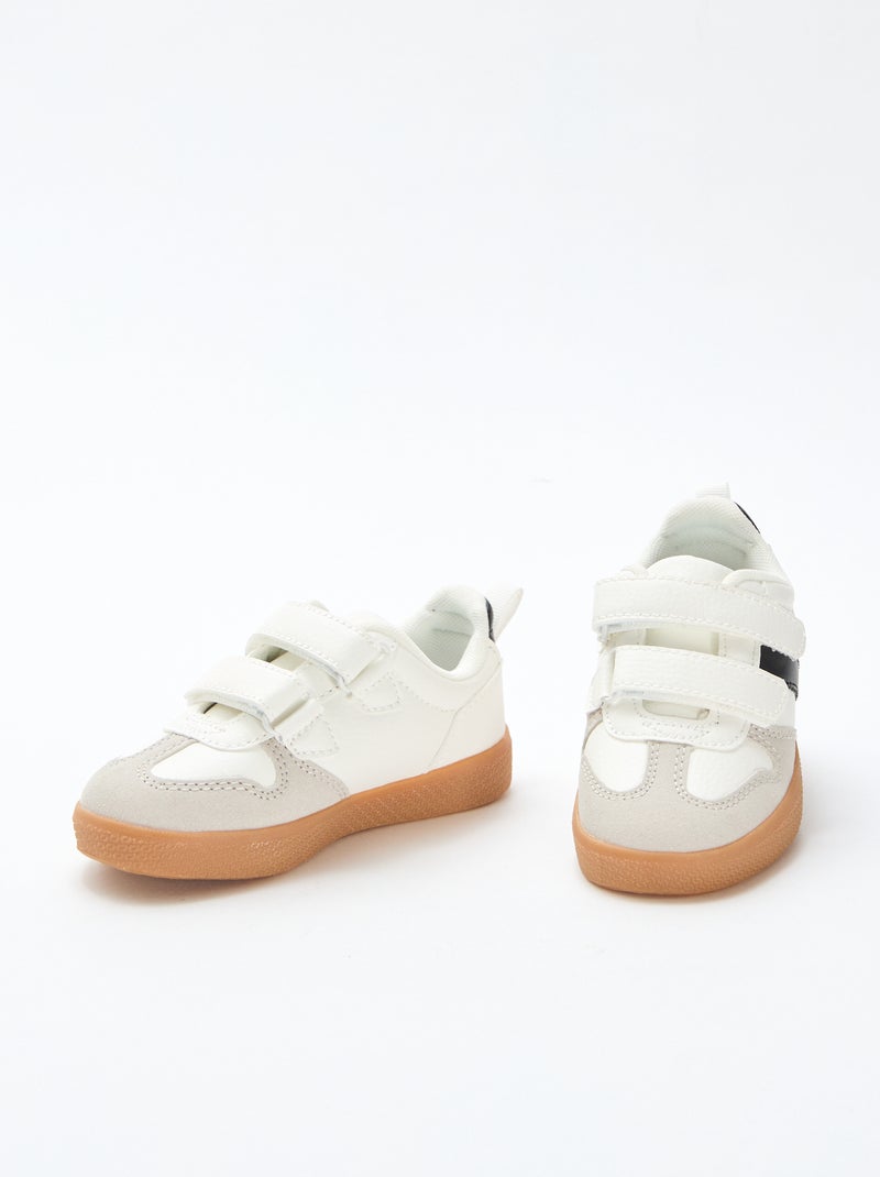Sapatilhas com velcro em camurça Branco - Kiabi