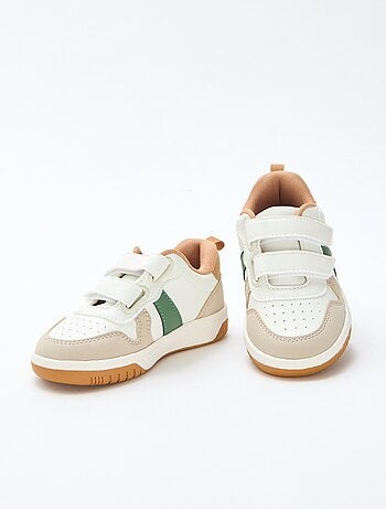 Sapatilhas com velcro em imitação quadricolor